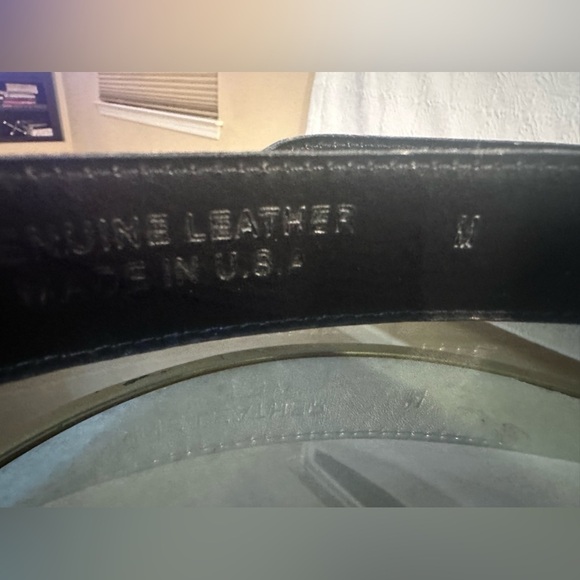 AVIGNON Black Genuine Leather Belt -USA SZ M - Picture 2 of 5